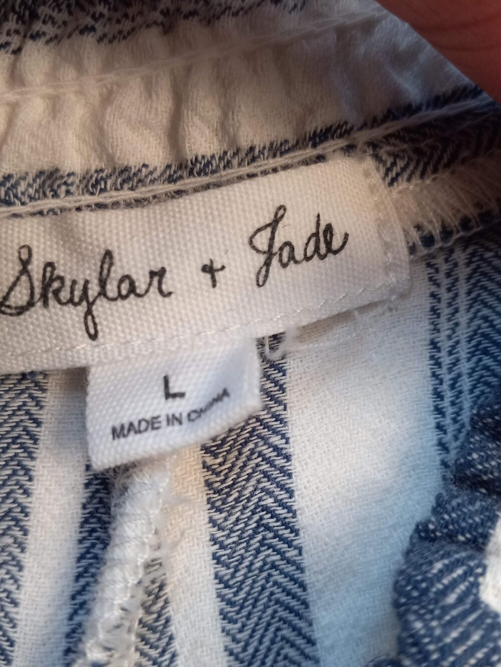 Skylar + Jade Linen Blend Wide Leg Cropped Pants Stripes Large Coastal Beach - Picture 11 of 13